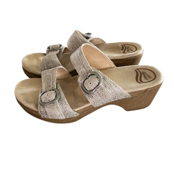 Dansko Sophie Ivory Metallic Leather Sandal 38 - Picture 1 of 7